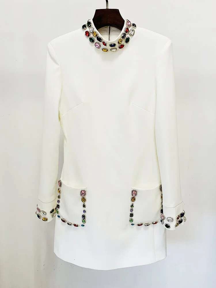 Newest 2024 Designer Fashion Women's Colorful Dia Standing Neck Long Sleeve Dress
