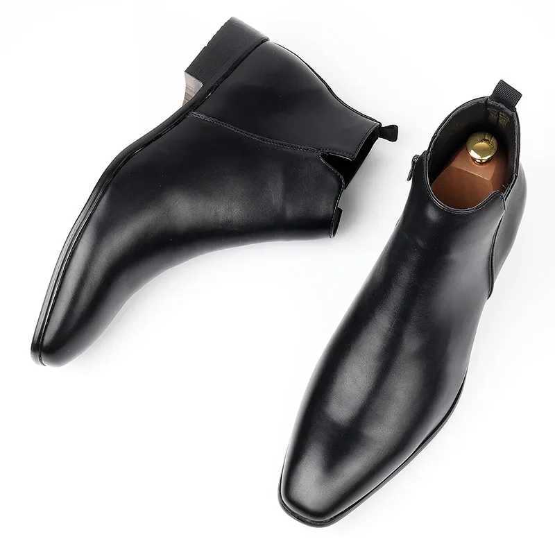 Mens Chelsea boots luxury casual leather boots 2025 new suede ankle boots mens business dress boots large size 48 Botas Hombre Z250303