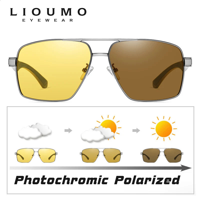 LIOUMO Intelligent Pochromic Sunglasses Men Polarized Night Vision Goggle Women Anti- Driving Glasses UV400 gafas de sol 250221