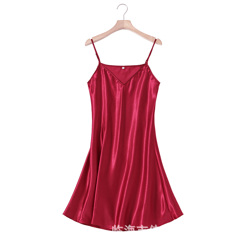 B741-New style pajamas for women in summer thin suspenders imitation silk nightdress sexy ice silk vest ladies bottoming skirt outer wear