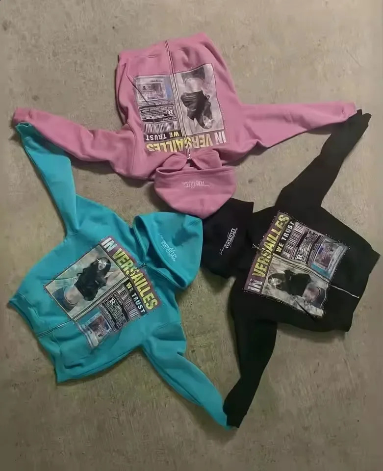 Streetwear Magazine Graphic Zip Hoodies Y2K Clothes Men Women Harajuku Hip Hop Graphic Print Oversized Hoodies Sweatshirt Jacket 250228