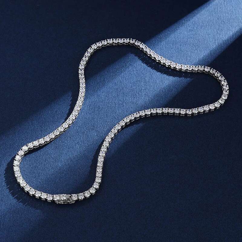 Smyoue 100% S Sterg Sier 4mm Moissanite Tennis Chain Sparkg Lab Dia Necklace Fine Jewelry Certificated