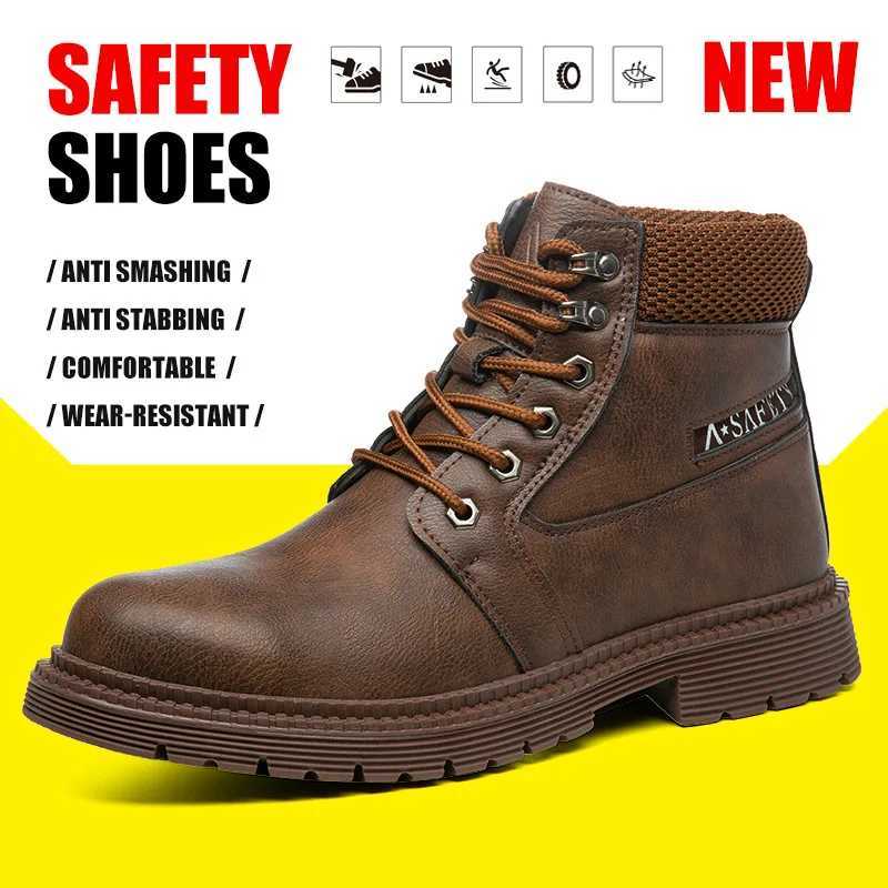 2025 New Fashion Boots Safety Shoes Mens Mid Workwear Boots Anti Smashing Anti Stab Wear-resistant Protection Shoes Z250303