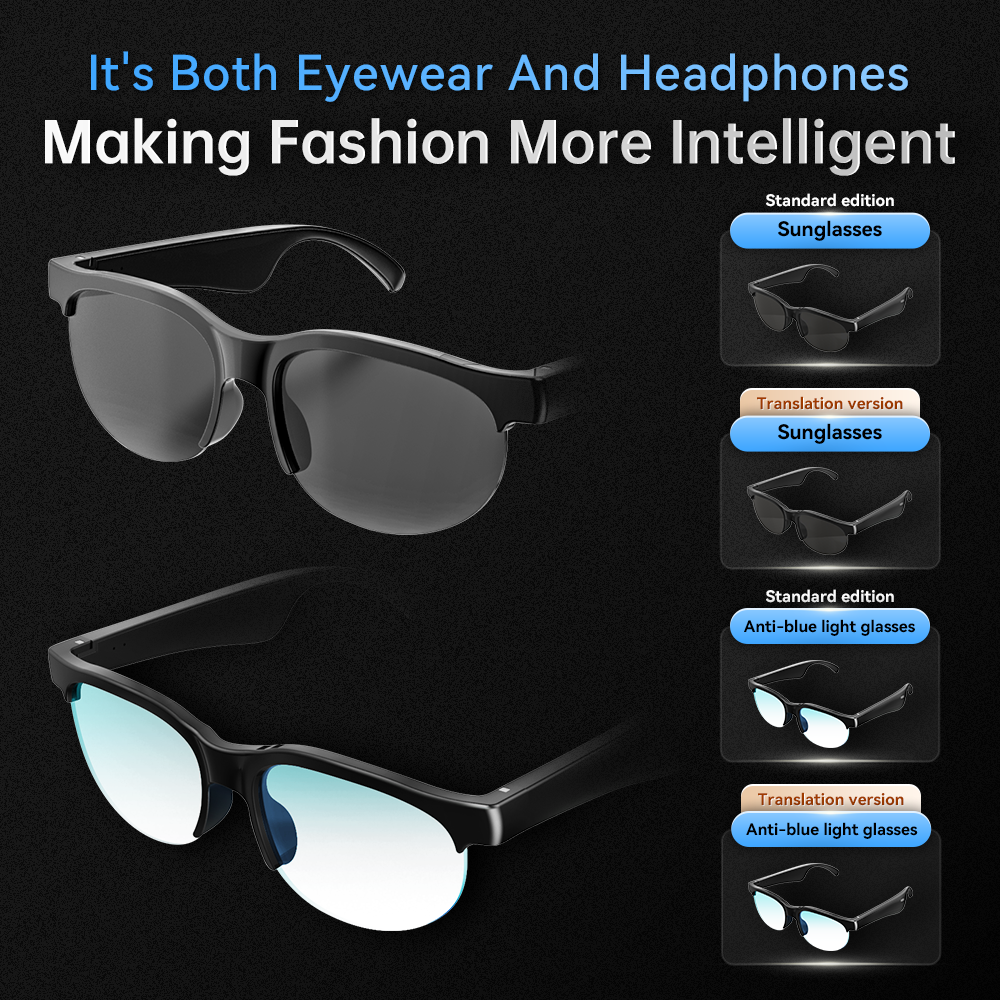 w/DeepSeek MiZEAN AI Smart Glasses Voice Real-Time 30L Translation UV400 Eye Protection, Music/Call App Control Lightweight Ergonomic Design & App Syn
