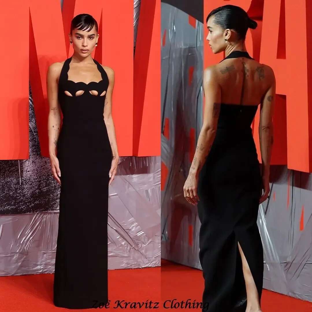 European American Style Slimming Vintage French Black Long Halter Neck Hollow Out End Sexy Design Sensibility Tied Dress