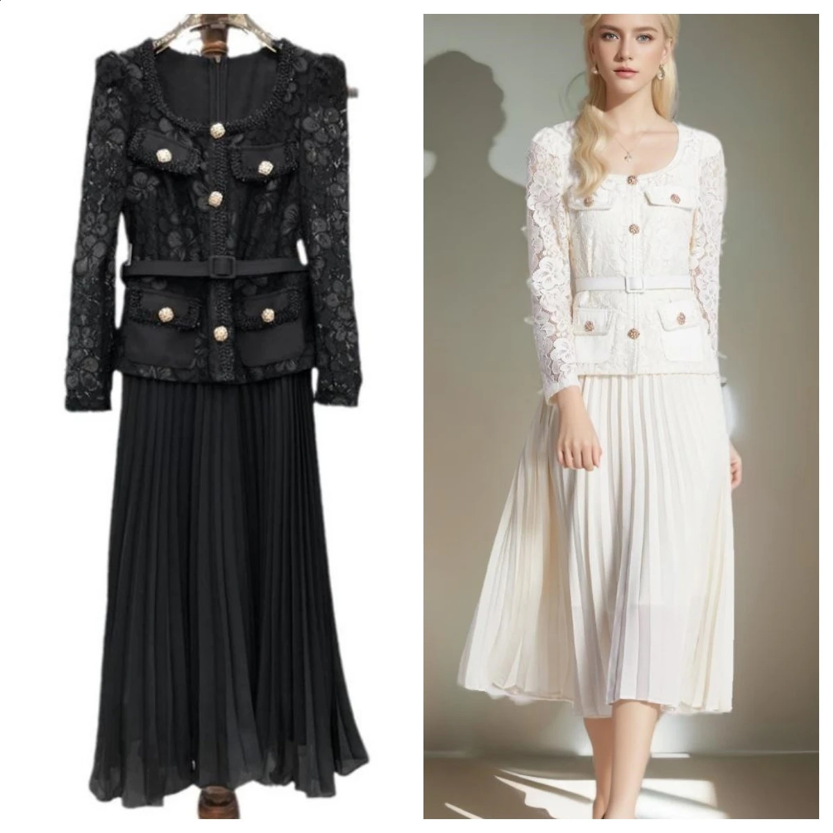 Runway Summer Flower Embroidery Lace Chiffon Prom Dres Short Sleeve Single Breasted Midi Long Vestidos Party 250303Z