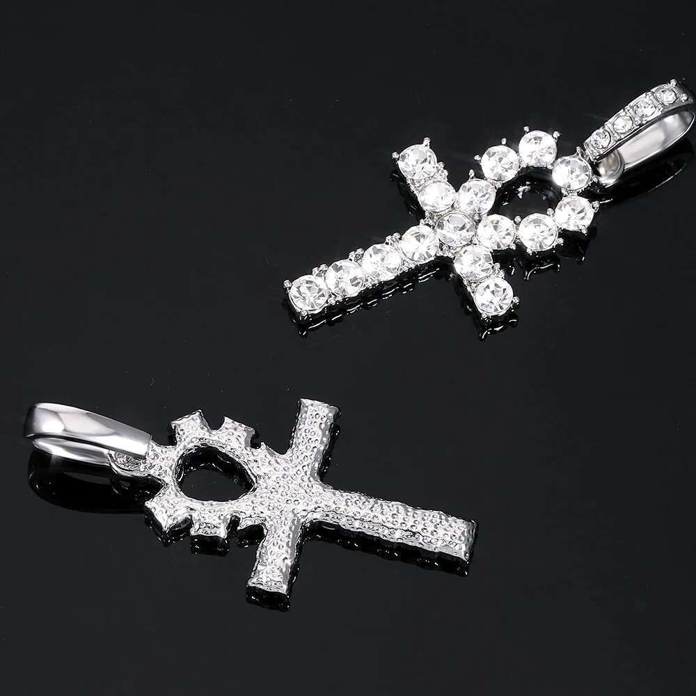 Iced Out Ankh Cross Pendant With 4mm Tennis Chain Necklace Good Luck Sparkg Hip Hop Creative Jewelry for Men Women Gift