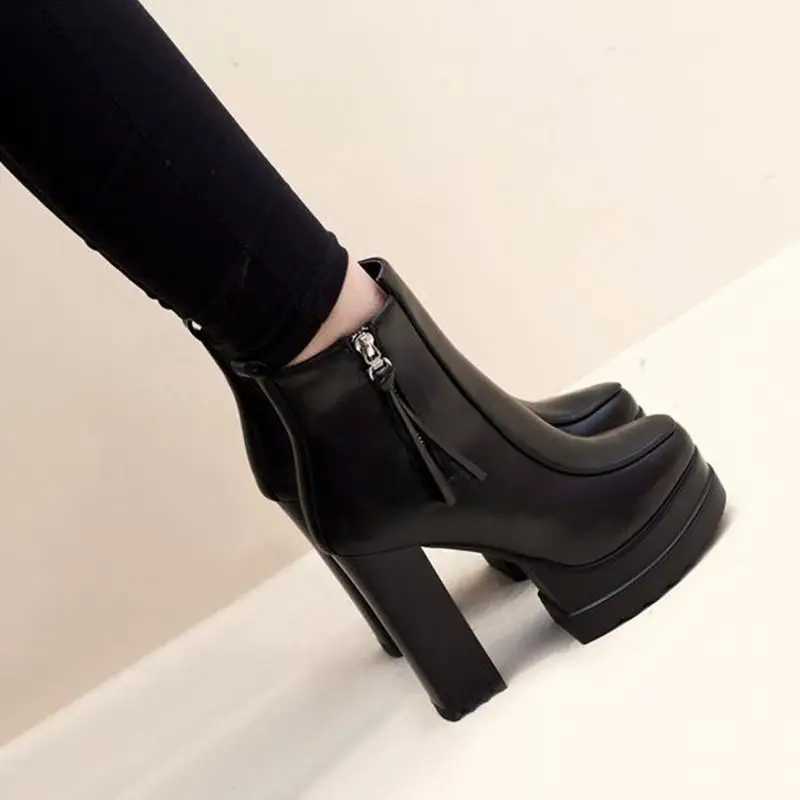 Women Boots High Heels Zipper Boots-Women Platform Luxury Designer Female Shoes Round Toe Stiletto 2024 Lolita FAshion Rub Z250303