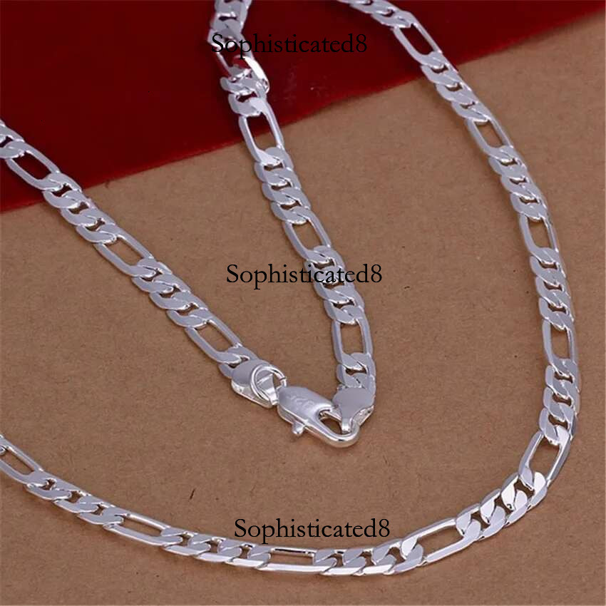 wholesale Noble Mens 6MM flat Cuban chain Sterg sier Necklace Fashion Jewelry for women men solid party wedding gift