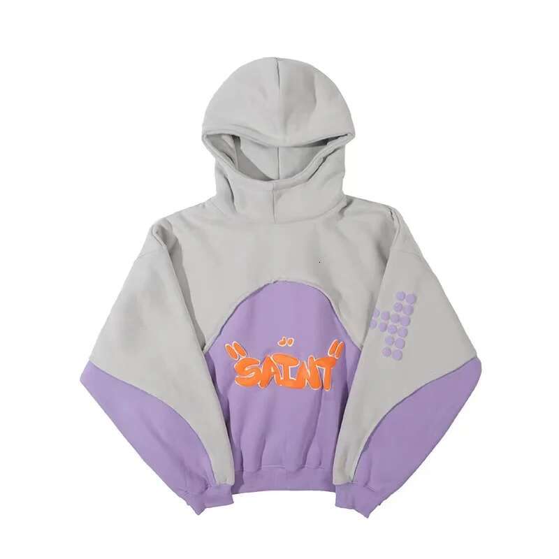 Three-Dimensional Foam Splicing Color Plus Fleece Hoodie Men And Women