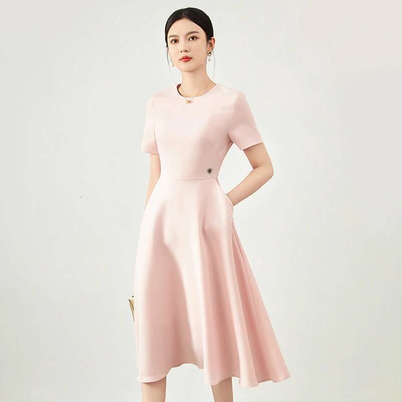 ZJYT Elegant Summer Simple Brief Dresses Women Designer Short Sleeve O Neck Casual Daily Party Dress Midi Ae Vestidos Black