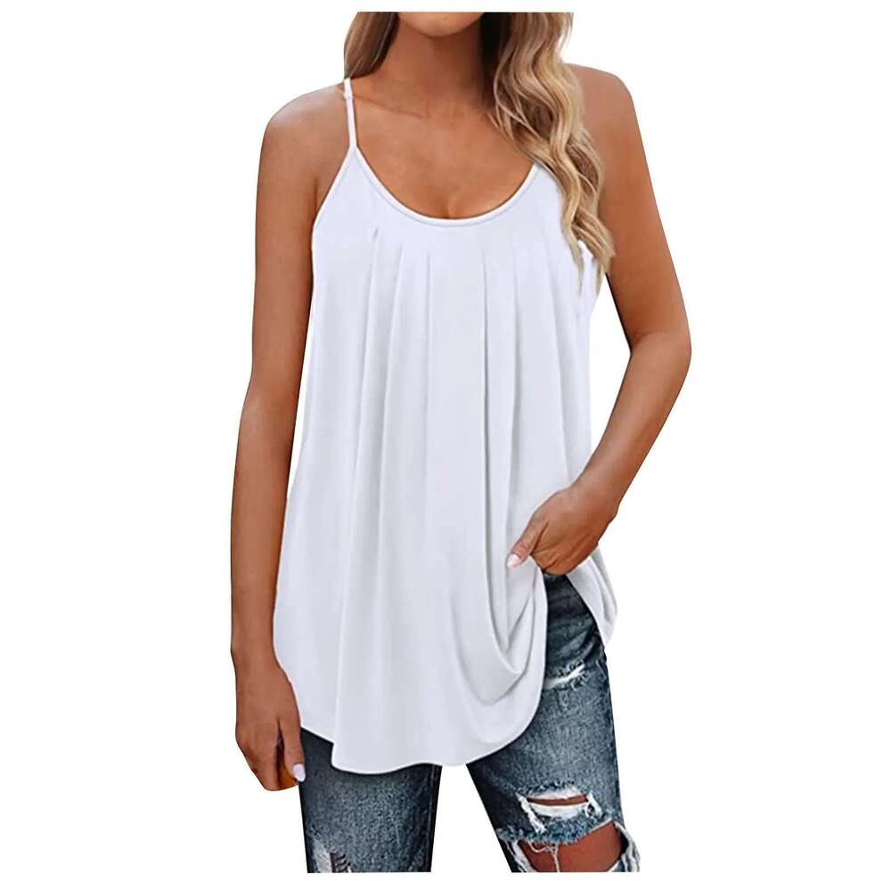 Casual Loose Women Shirts Spaghetti Strap Print Cute Tops Camisole Tee Tank Traf 2025 Mujer Sleeveless T-Shirt