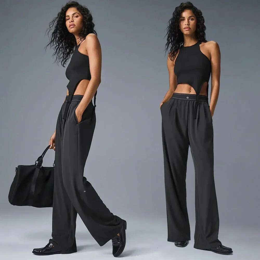 2025 Yoga Suit Up Trouser Sports Women's High Waisted Straight Leg Wide Pants Casual Outdoor Comfortable Versatile