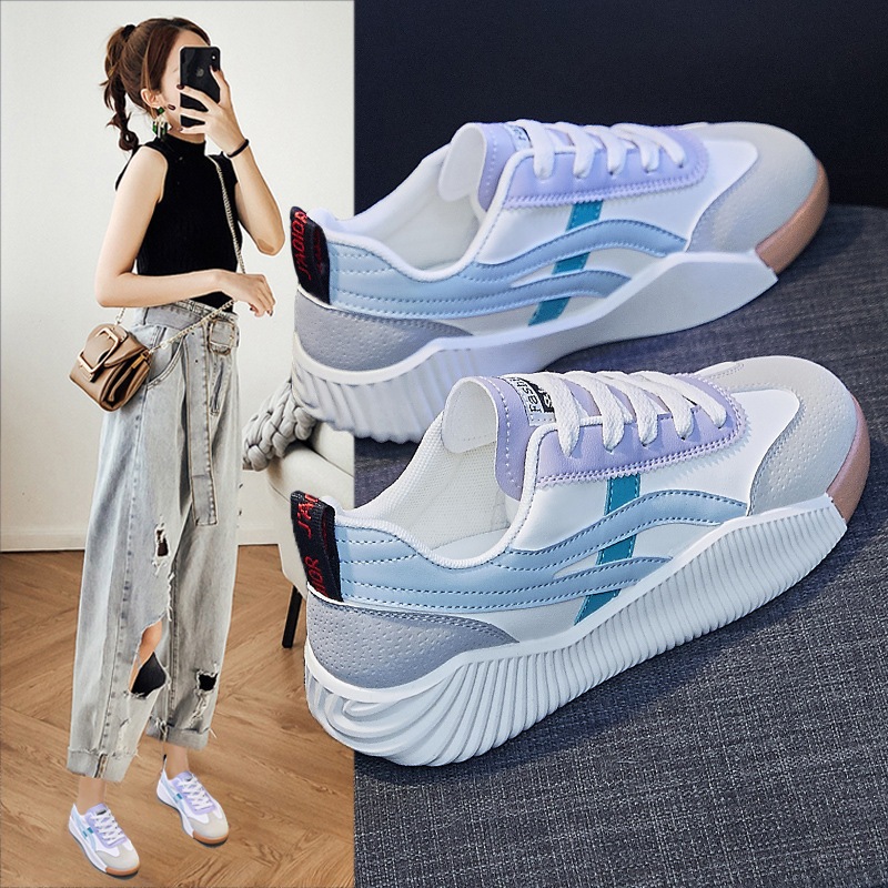 Ladies Little White Shoes 2025 Spring And Summer Designer's New Versatile Outdoor Leisure Sports Shoes With Height Increasing Soft Bottom Sponge 