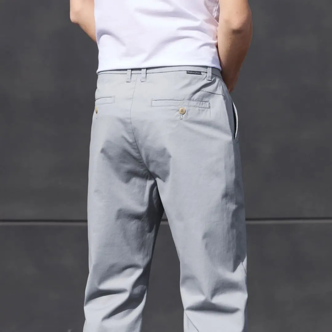 2025 Stretch Men Pants Straight Fit Cotton Golf Trouser Male Spring Summer Formal Dress Office Work Casual Black Navy Blue Khaki 250303