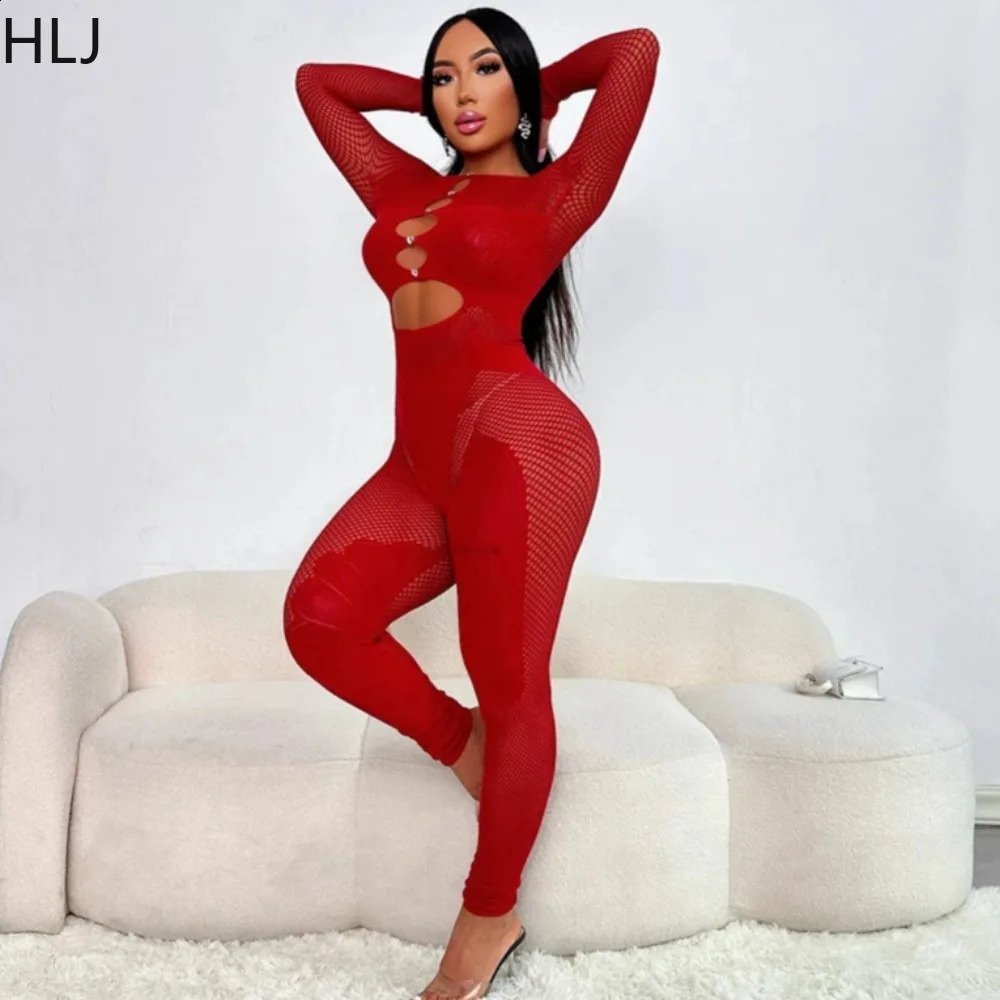 HLJ Y2k Sexy Red Mesh Patchwork 2 Piece Set Woman Outfit See Through V Neck Top Leather Shorts Suit Female Streetwear 250228