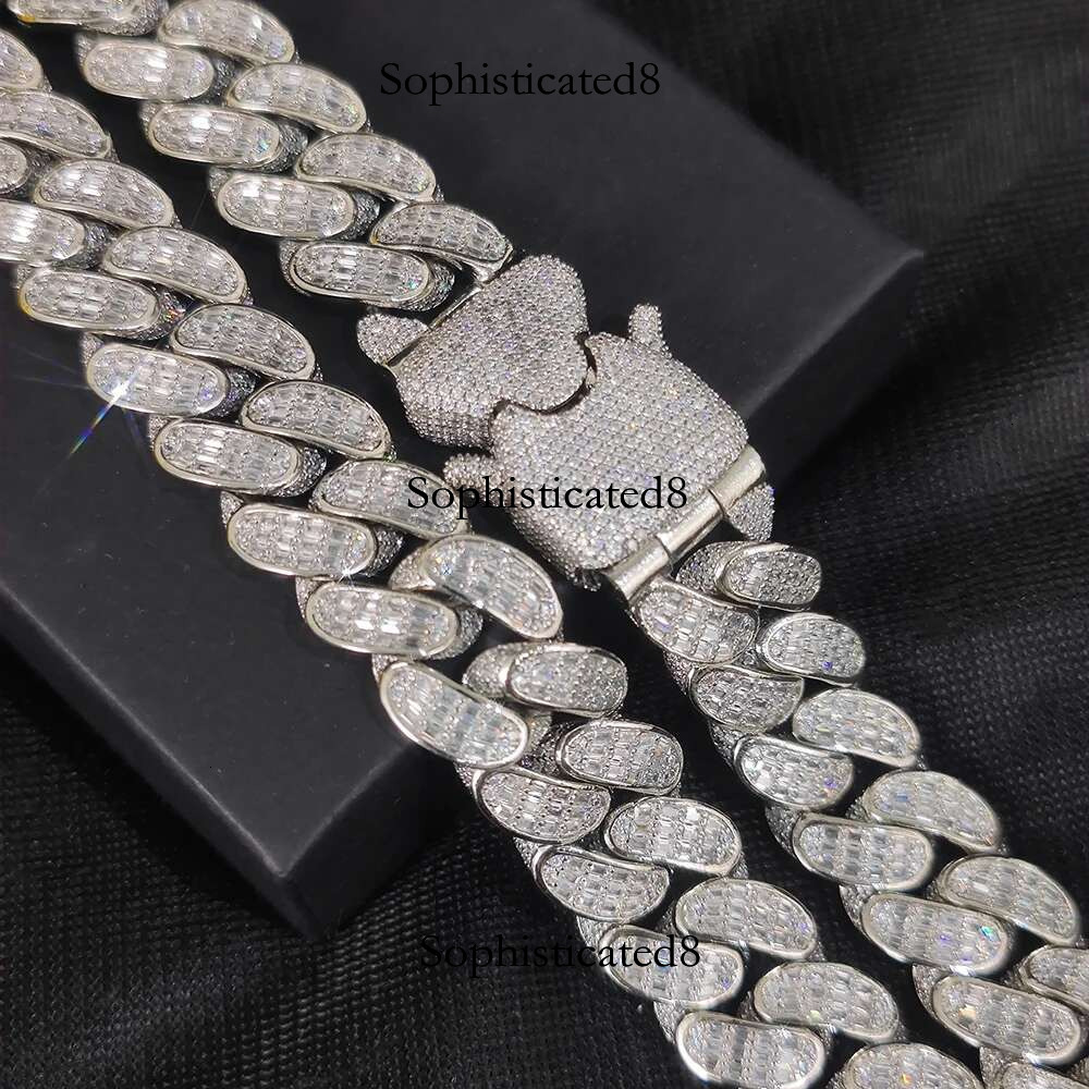 Hip Hop Jewelry New Arrivial 18mm 3 Rows Necklace Iced Out Rectangle Cz Prong Choker Thick Cuban k Chain For Men