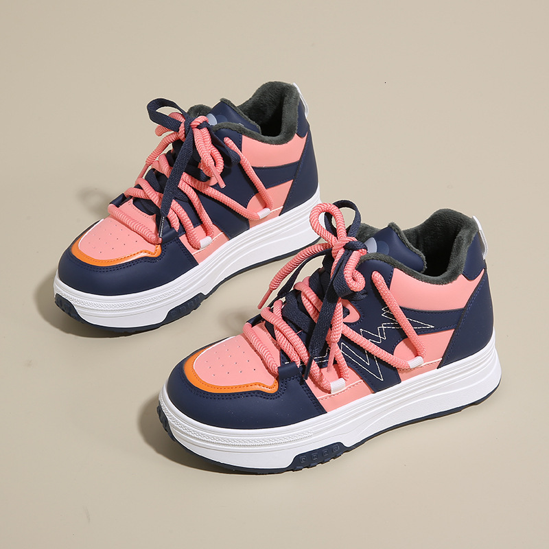 Designer s New Velvet High Top Fashionable Warm Patchwork Color Multifunctional Thick Sole With Velvet Sports Fashion Women s Shoes