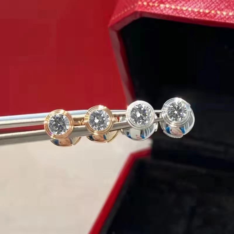 S925 earrings earrings designer Round circle flying saucer single diamond men and women earrings rose platinum earring jewelry oorbellen luxury earrings