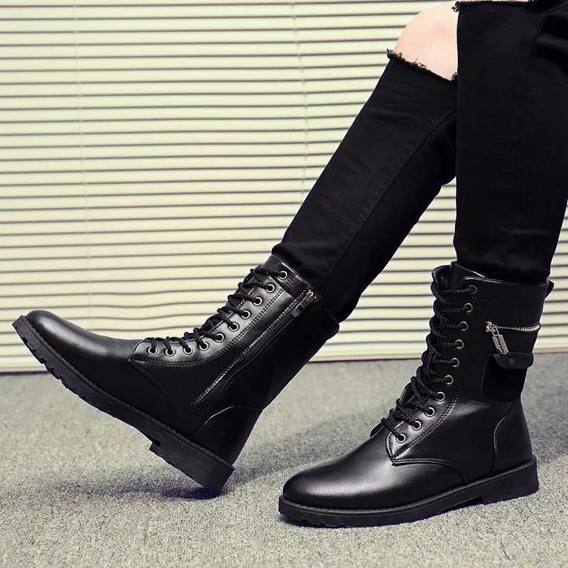 2023 Mens Platform Boots Thick Bottom Lace Mens Boots Autumn Spring Womens Couple Boots Z250303