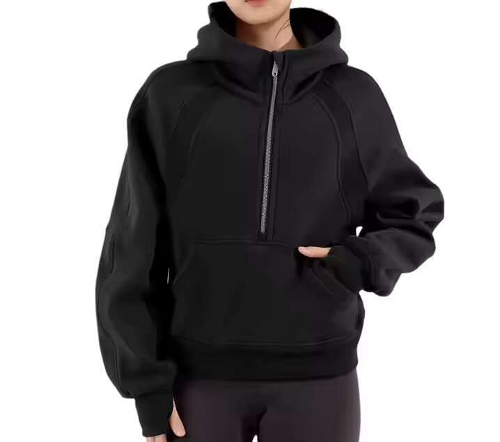 Custom Women's Semi-Zipper Long-Sleeved Sports High Quality Fashion Loose Casual Hoodie