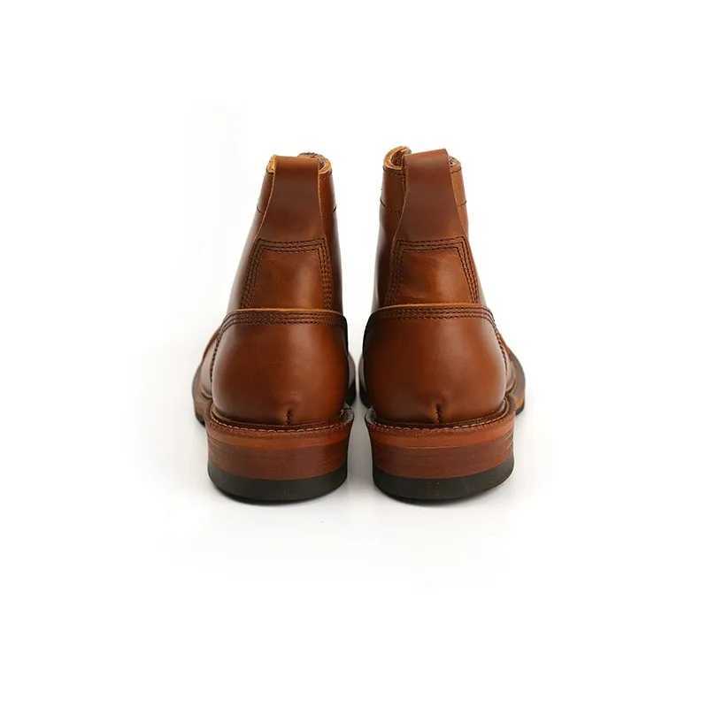 New Japanese Vintage Designer Handmade Tooling Men Casual Shoes Cow Leather Round Toe Wings Ankle Boots Motorcycle Boots Winter Z250303