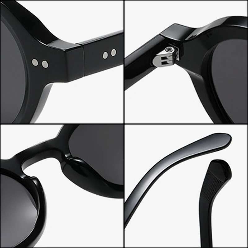 SO&EI Retro Round Women Polarized Sunglasses Fashion Rivets Decoration Men Punk Shades UV400 Leopard Sun Glasses
