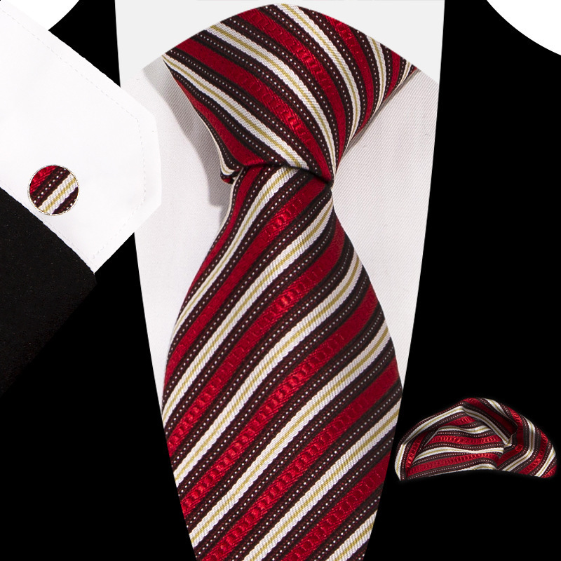 Mens tie pocket towel cufflink set striped tie 8cm hand tie square scarf workplace 230216