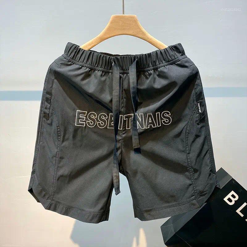 Men's Shorts Embroidered Quick-Drying Fashion Brand Ins Ice Silk 5 American High Street Sports Summer Thin Pants