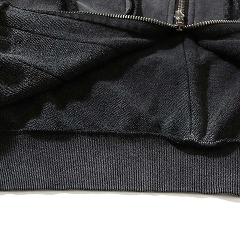 PFNW Washed Printed Zipper Design Sweatershirt Male Spliced Hooded Cardigan Short Clothing Men's Trendy Tops 2025 New 28W5071