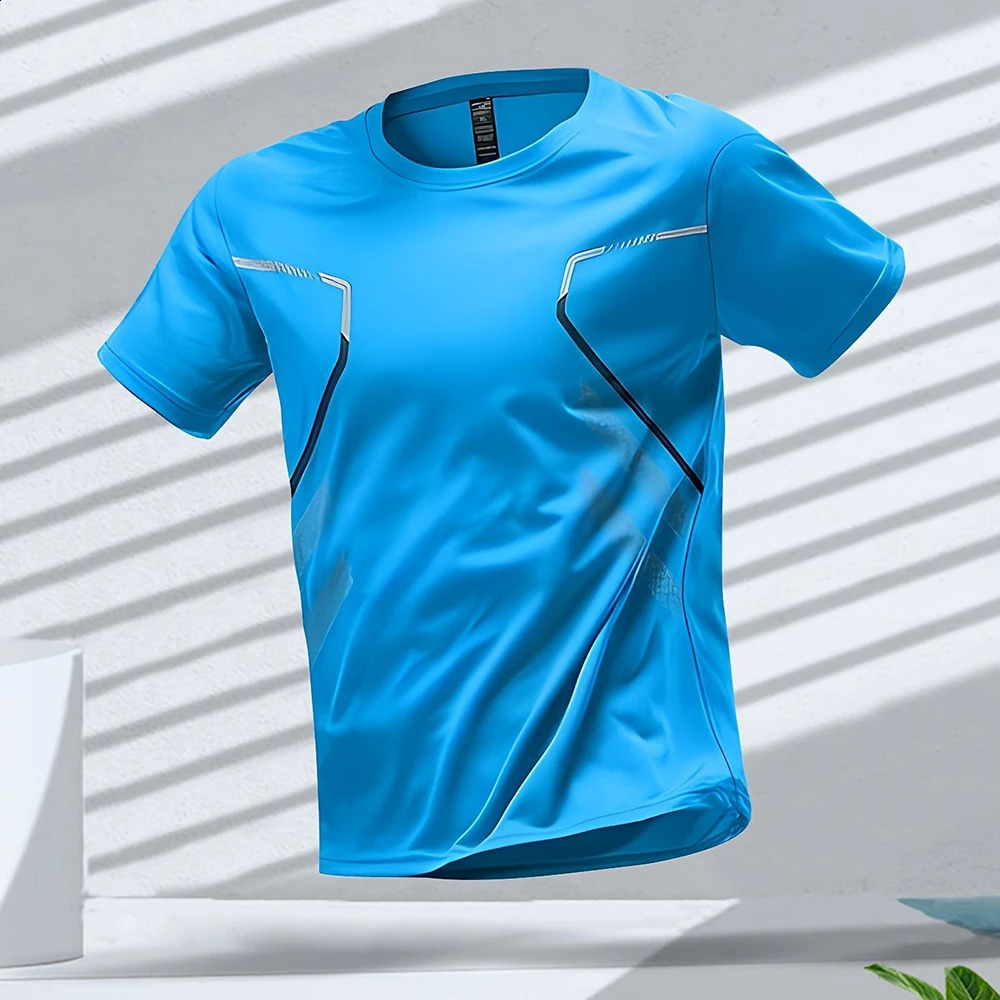 Mens Tshirts Sports Running Tshirt Color Block Men Quickdrying Breathable Short Sleeve Round Neck Active Tee Outdoor Workout 250224