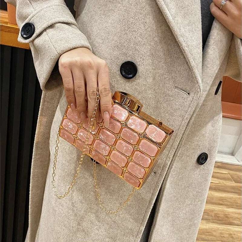 Fashion Acrylic Clutch Evening Female Designer Mini Square High Grade Quality Trend Chic Exquisite Messenger Bag
