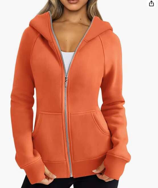 Casual Zip-Up Hoodie With Long Sleeves Anti-Wrinkle And Ed Women's Jacket