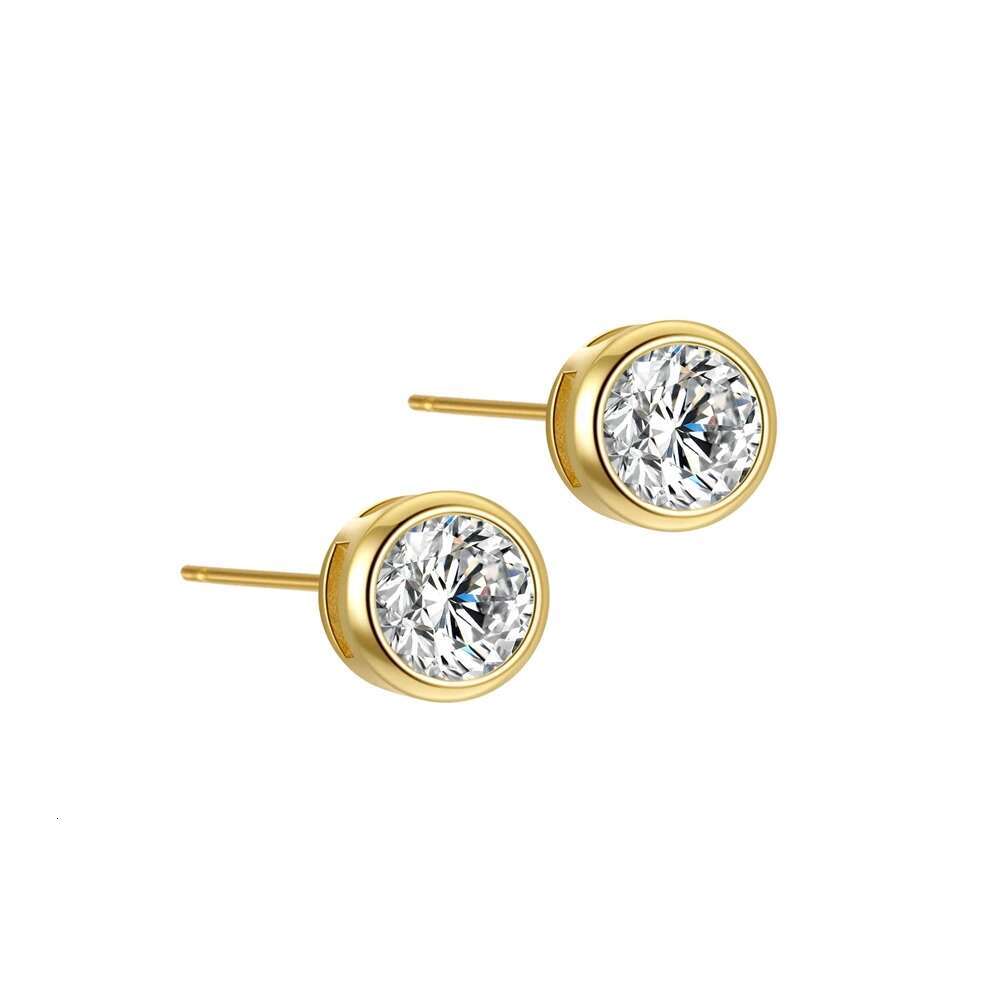1 Pair/2 Pcs Cubic Zirconia Stud Earrings for Women Gold/ Sier Color Moissanite Earing Set Fashion Jewelry Size 3-8 MM