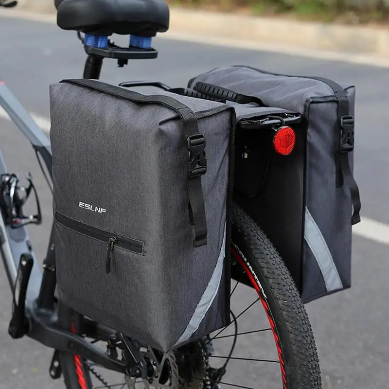 Ship from US Portable Waterproof Bicycle Bag 28L Rear Rack Trunk Bike Luggage Tail Seat Pannier Double Bag 250228FBB
