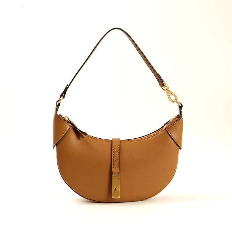 New Women's One Shoulder Genuine Leather Large Hobos Underarm Bag Half Moon Design Ladies Handbags