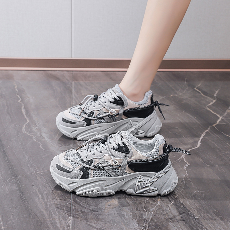 Dad s Shoes 2025 Season New Breathable Mesh Multifunctional Sports And Leisure Thick Soled Height Increasing Women s Sports Shoes