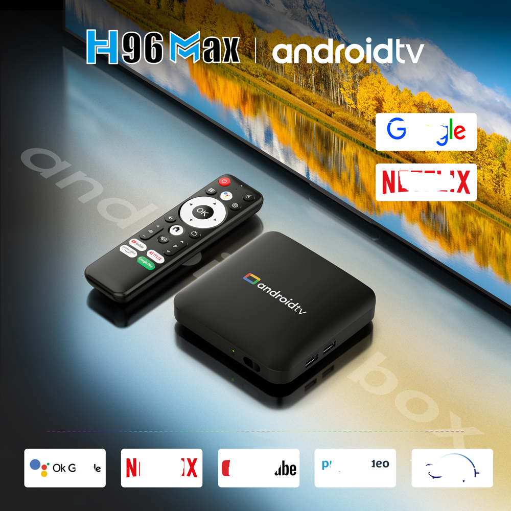 H96 MAX Amlogic S905L3 QUAD CORE Androidtv 14.0 ATV TV Box 4K Video Decording 2.4G/5G WiFi BT Set Top Box