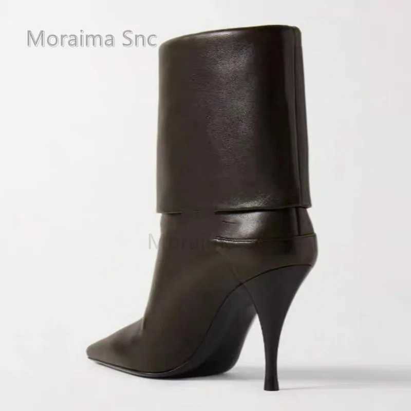 Womens High Heels Suede Ankle Boots Autumn Winter Slim Slip On Womens Shoes Fashionable Luxury Pointed Toe Leather Boots Z250303