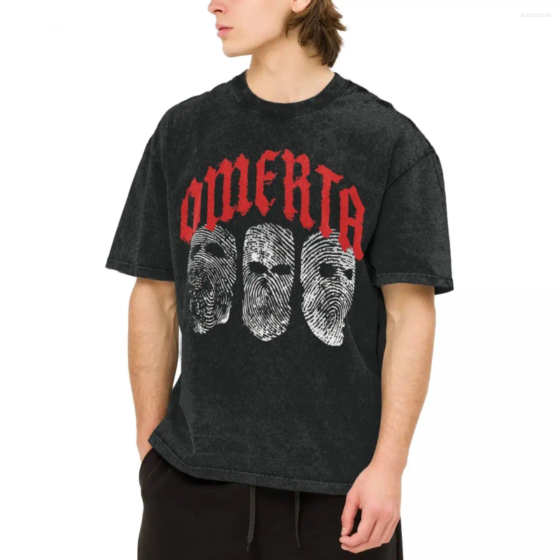Men's T Shirts Shirt Omerta Maes Song Washed T-Shirts Trendy Cool Summer Tees Fun Pattern Cotton Clothing Birthday Gift