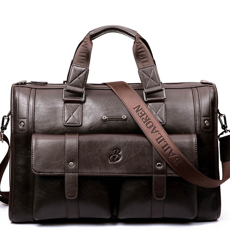 Free Shipping Briefcases Crossten Large Capacity Leather Briefcase Business Handbag Messenger Bags Vintage Shoulder Travel Bag Men's 17 Inch Lapt