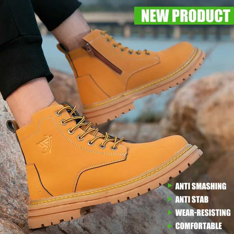 New boots safety shoes mens workwear boots anti shatter and anti stab breathable and wear-resistant protective shoes Z250303