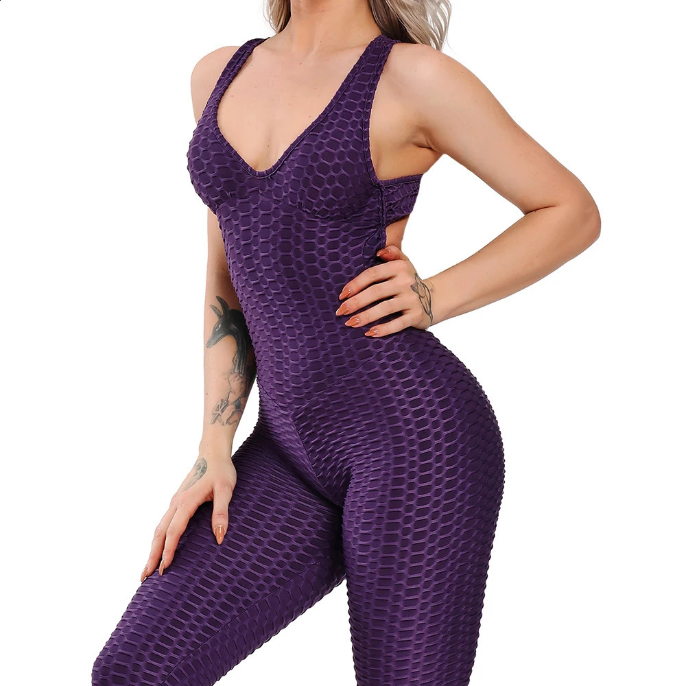 Women Halter Yoga Set Black Activewear Sexy Bandage Sleeveless Jumpsuit Skinny Rompers Solid Elastic Bodycon Fitness Sport Suits 250228