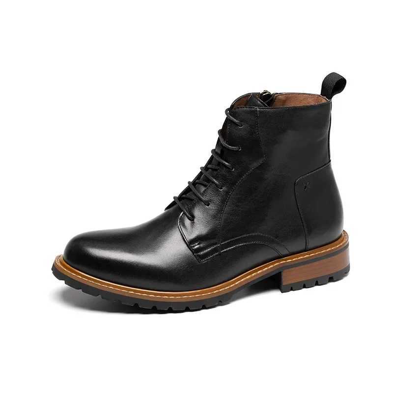 Mens Genuine Leather Boots Luxury Handmade Quality 2025 Winter British Style Warm Ankle Black Wedding Social Shoes Man Z250303
