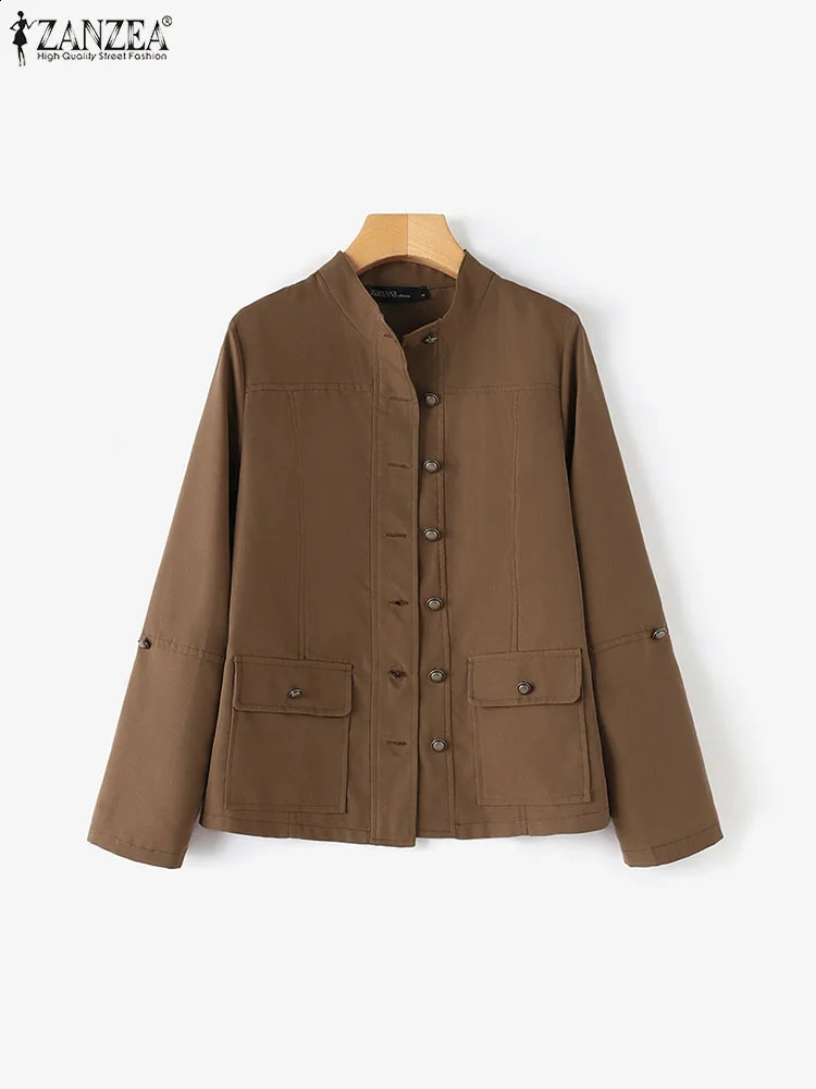 ZANZEA Fashion Woman Long Sleeve O Neck Outwear Vintage Autumn OL Jackets Casual Party Jacket Elegant Button Thin Coats 250228