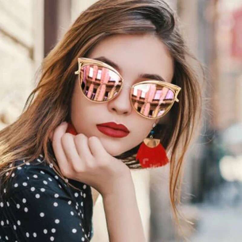 ZXIAC Metal Cateye Sunglasses Fashion Personalized Cat Eye Sun for Women Men Brand Design Colorful Party Glasses UV400