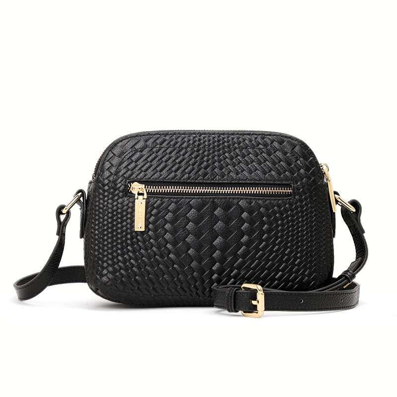 Aidrani Minimalist Genuine Leather Women's Single Shoulder Crossbody Bag, Woven Texture, Cowhide Material, Circular