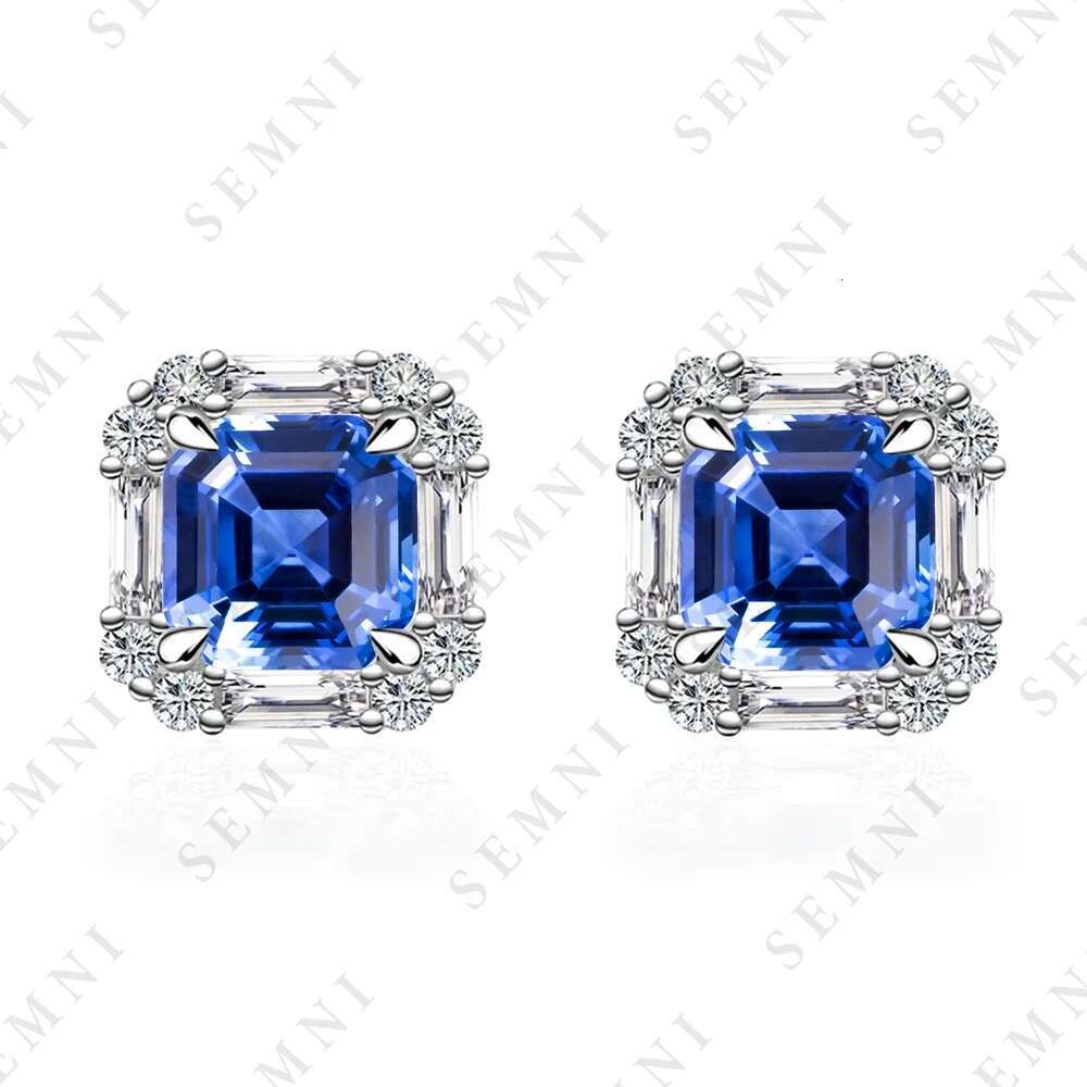 SEMNI Asscher Cut 2.0ct 4.0ct Moissanite Dia Stud Earrings for Women Sterg Sier Fine Jewelry Lover's Gift GRA