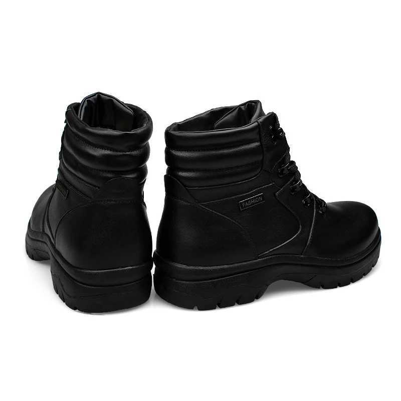 Winter Men Ankle Genuine Leather Boots Black Plush Warm Outdoor Shoes For Big Foot Plus Size 49 50 51 52 53 54 Z250303