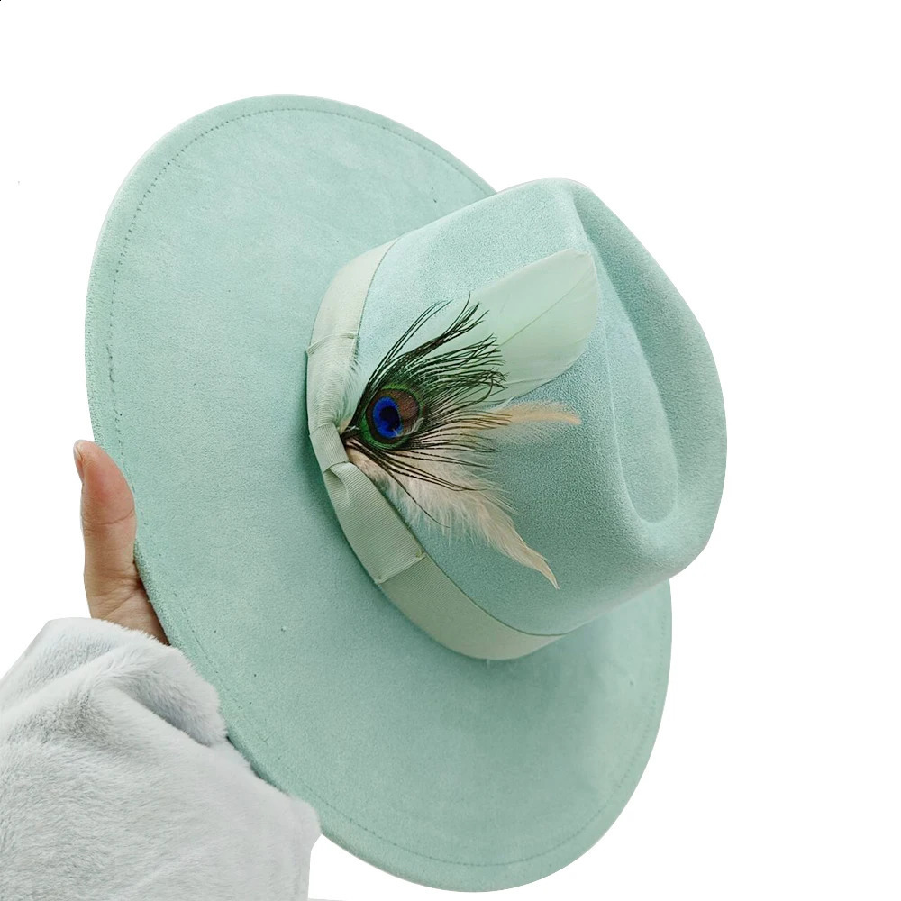 suede fedora hats for men and women bow accessoriescolorful retro wide-brimmed church hatsjazz panama hats 250228